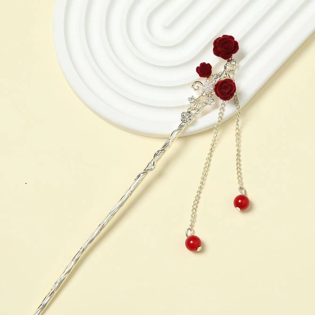 Trâm Cài Tóc Kim Loại Hình Bướm Tua Rua Phong Cách hanfu