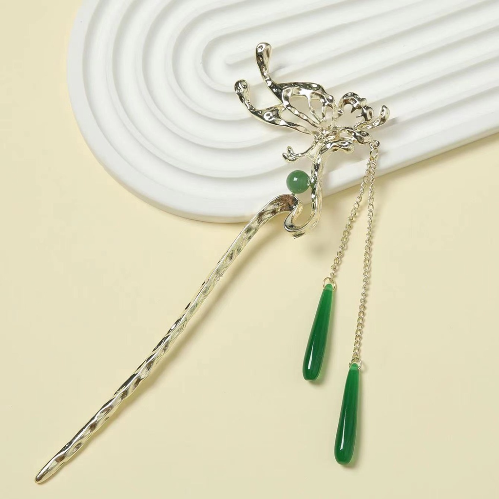 Trâm Cài Tóc Kim Loại Hình Bướm Tua Rua Phong Cách hanfu