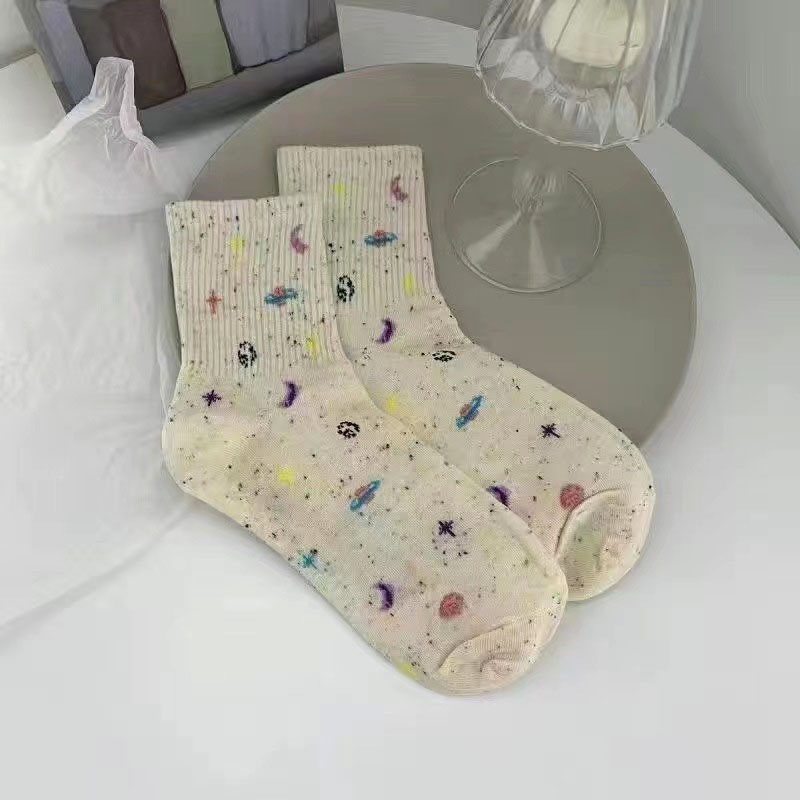 Vớ Cotton Mềm Thêu Họa Tiết Bầu Trời Sao Dễ Thương Thời Trang Xuân Thu Cho Nữ y2k sokken