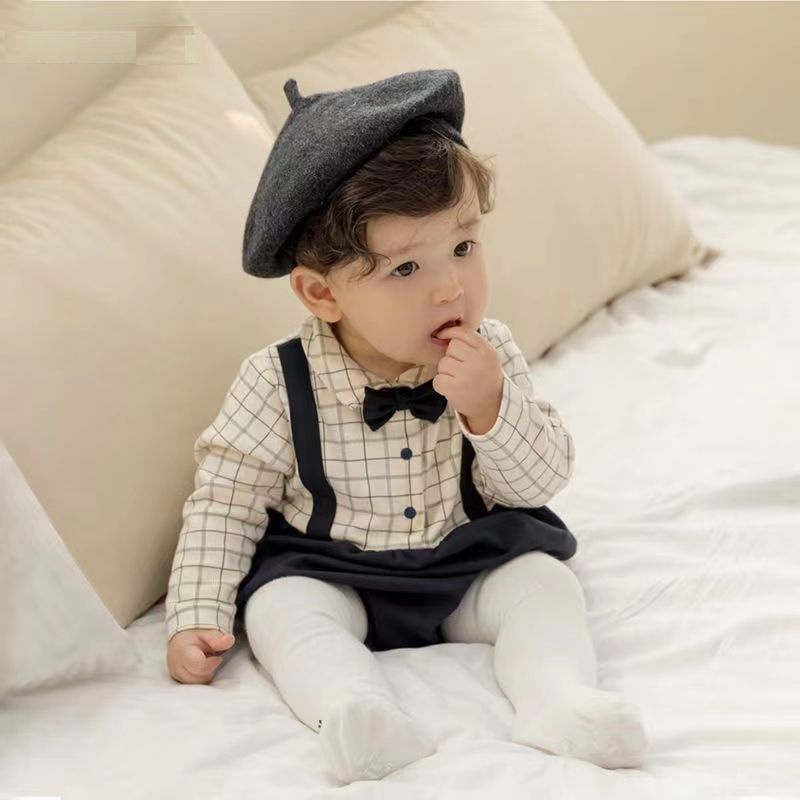 Áo Sơ Mi Giả Hai Mảnh Thắt Nơ Phong Cách Hàn Quốc Thời Trang Xuân Thu Hàng Trăm Ngày Dành Cho Bé Trai