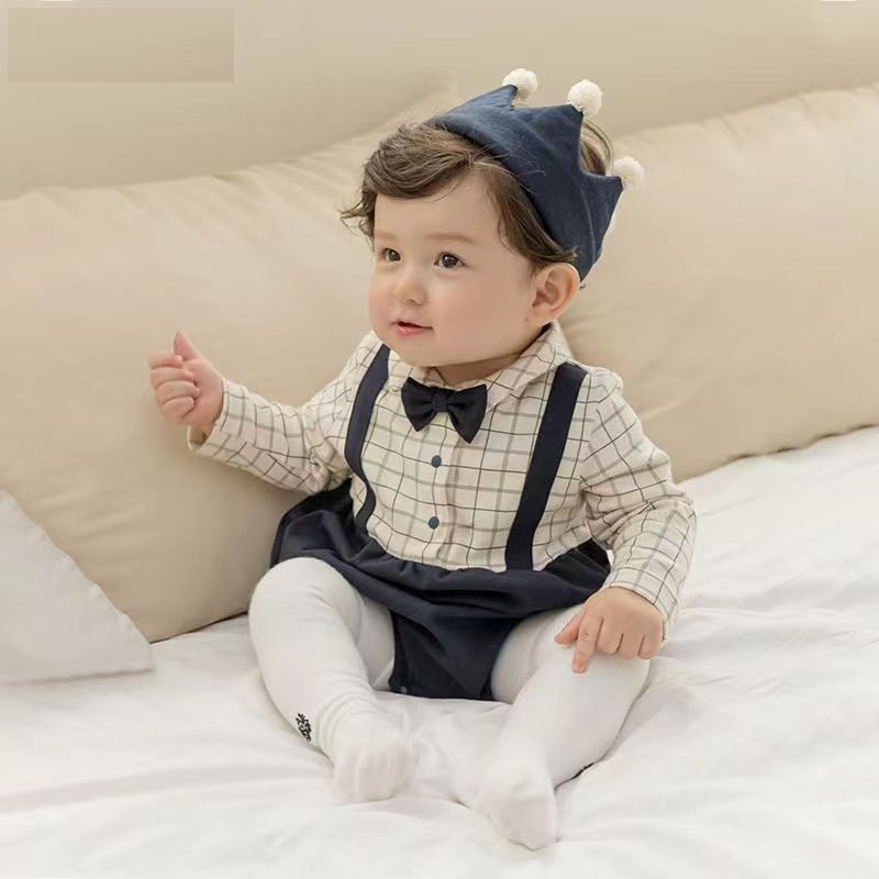 Áo Sơ Mi Giả Hai Mảnh Thắt Nơ Phong Cách Hàn Quốc Thời Trang Xuân Thu Hàng Trăm Ngày Dành Cho Bé Trai