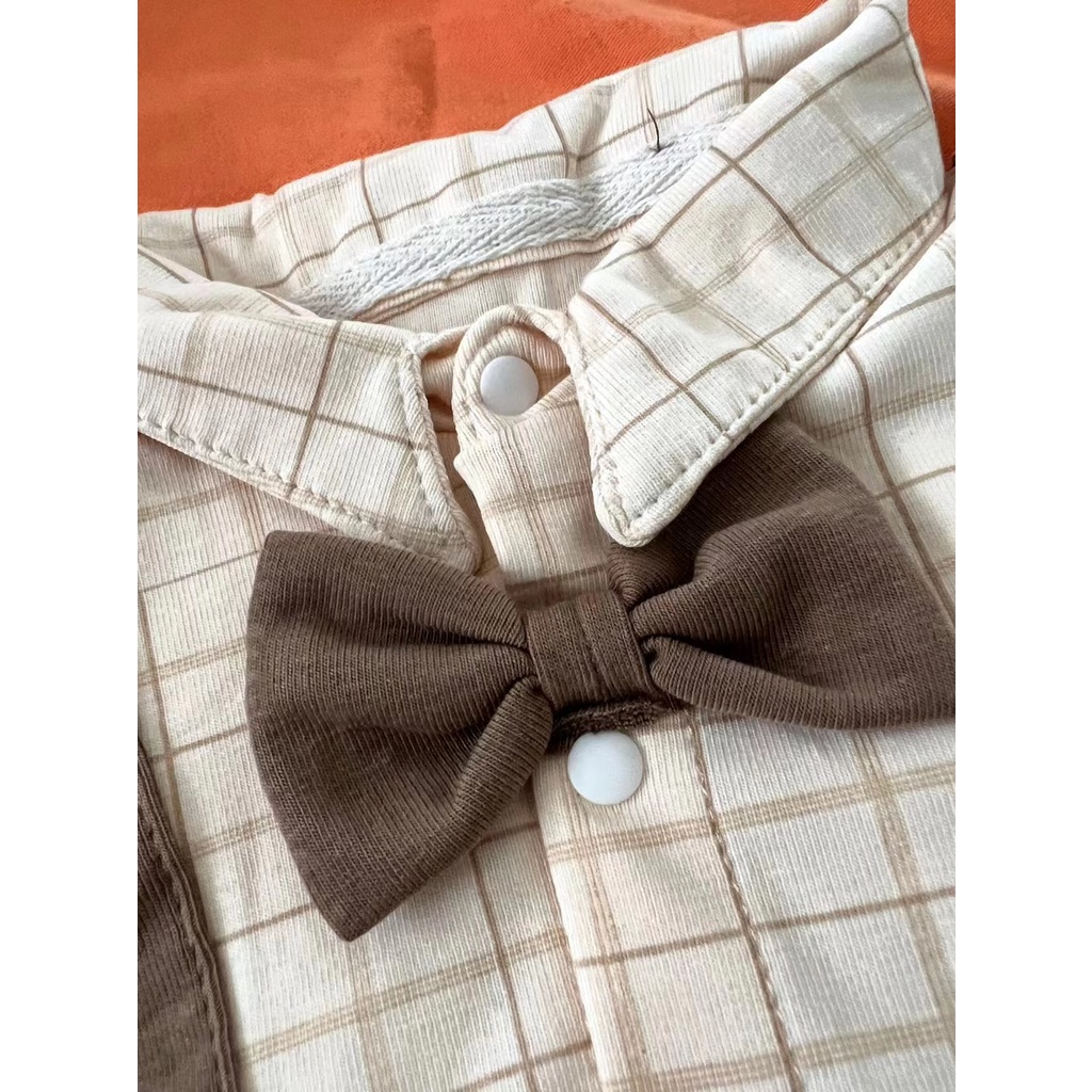 Áo Sơ Mi Giả Hai Mảnh Thắt Nơ Phong Cách Hàn Quốc Thời Trang Xuân Thu Hàng Trăm Ngày Dành Cho Bé Trai