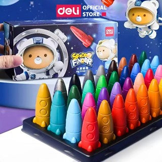 Bút Sáp Màu Hữu Cơ An Toàn Không Bẩn Tay Kèm Sticker Deli - Tô Màu Vẽ Tranh Học Sinh Cấp 1 Mẫu Giáo