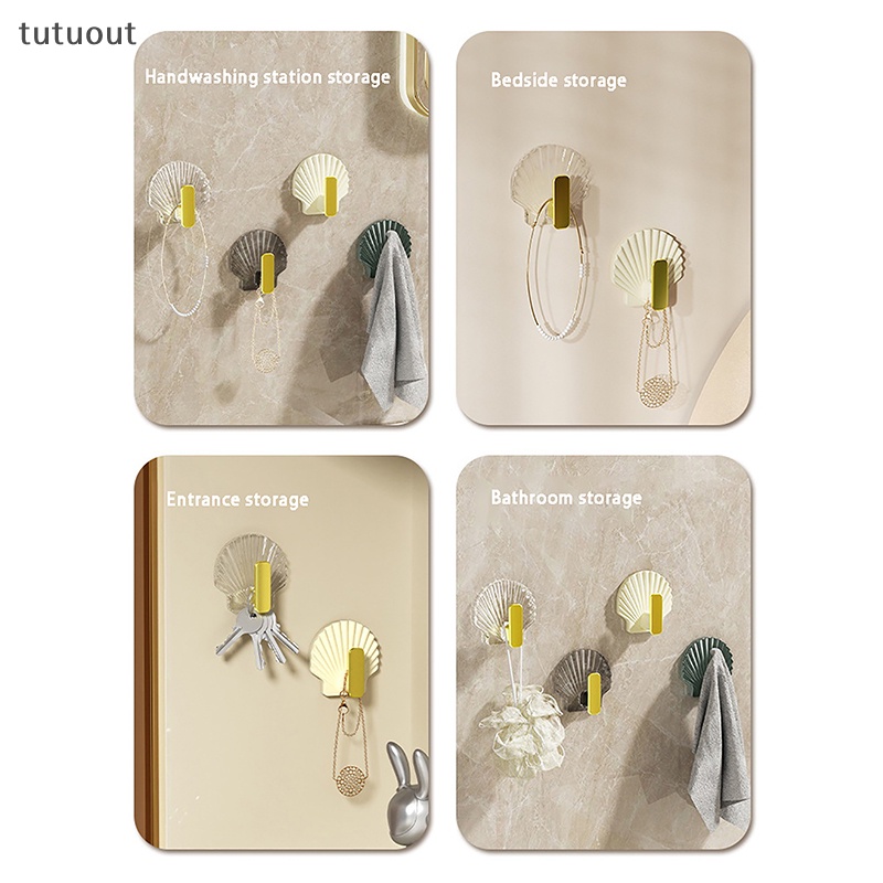 Set 4 Móc Treo Áo Khoác / Khăn Tắm / Chìa Khóa Mạ Vàng Gắn Tường Không Đục Lỗ Dễ Lắp Đặt vn