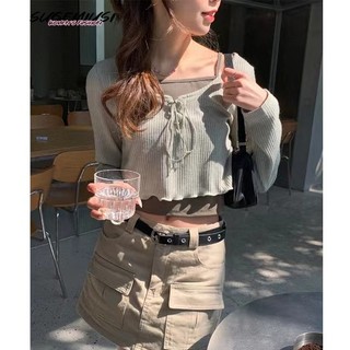 Sugemiusi hot girl set Áo cardigan Hai Dây Kèm Quần Sang Trọng Mùa Xuân Hè Cho Nữ