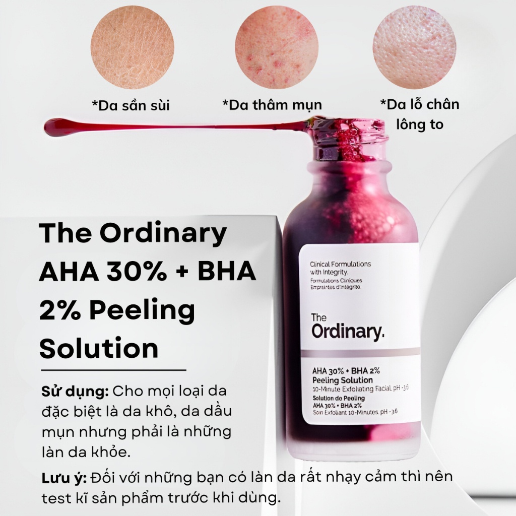 Peel Da The Ordinary, Serum AHA 30% + BHA 2%, Tẩy Tế Bào Da Chết Mặt, Tinh Chất Dưỡng Ngừa Mụn Mờ Thâm Đều Màu Da 30ml