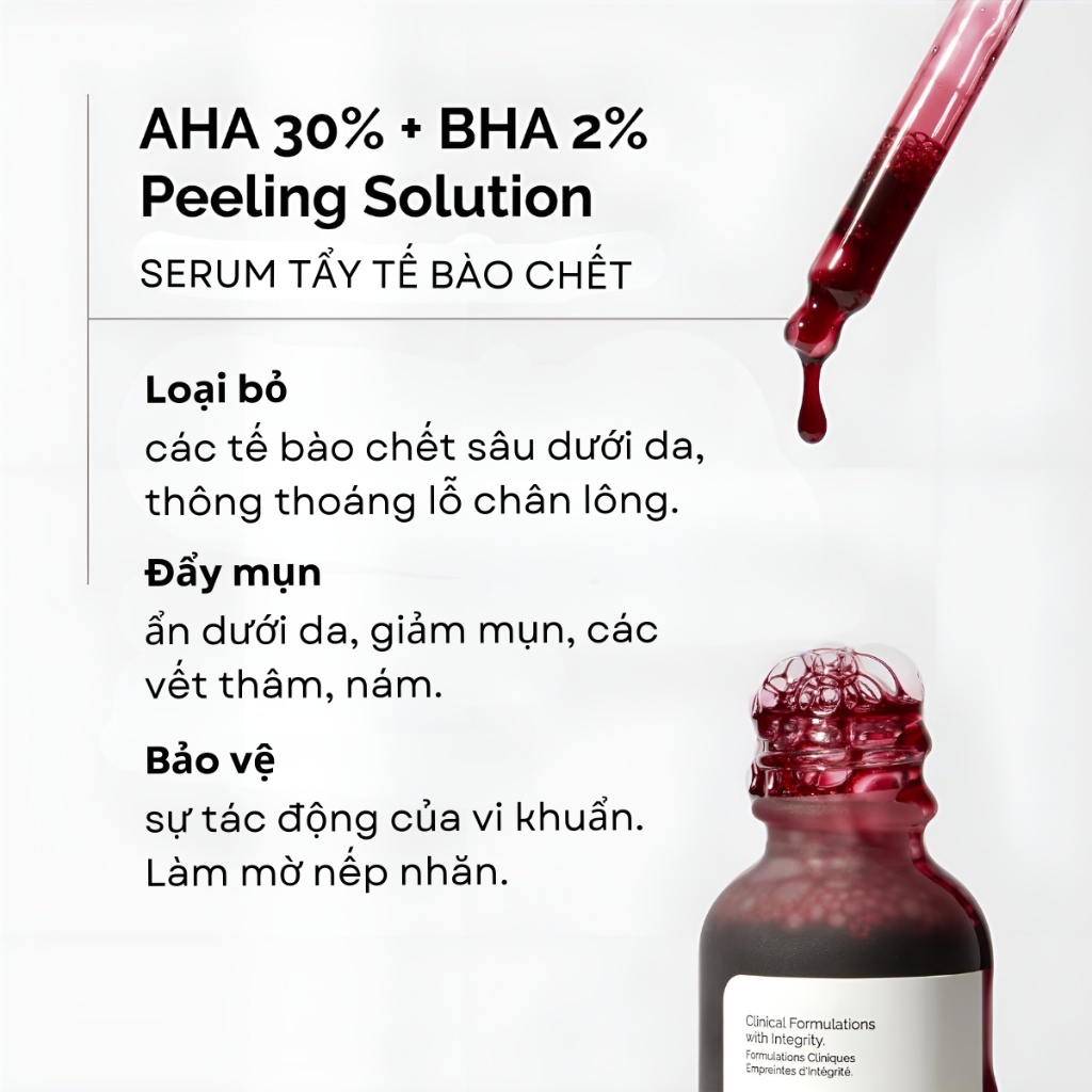 Peel Da The Ordinary, Serum AHA 30% + BHA 2%, Tẩy Tế Bào Da Chết Mặt, Tinh Chất Dưỡng Ngừa Mụn Mờ Thâm Đều Màu Da 30ml