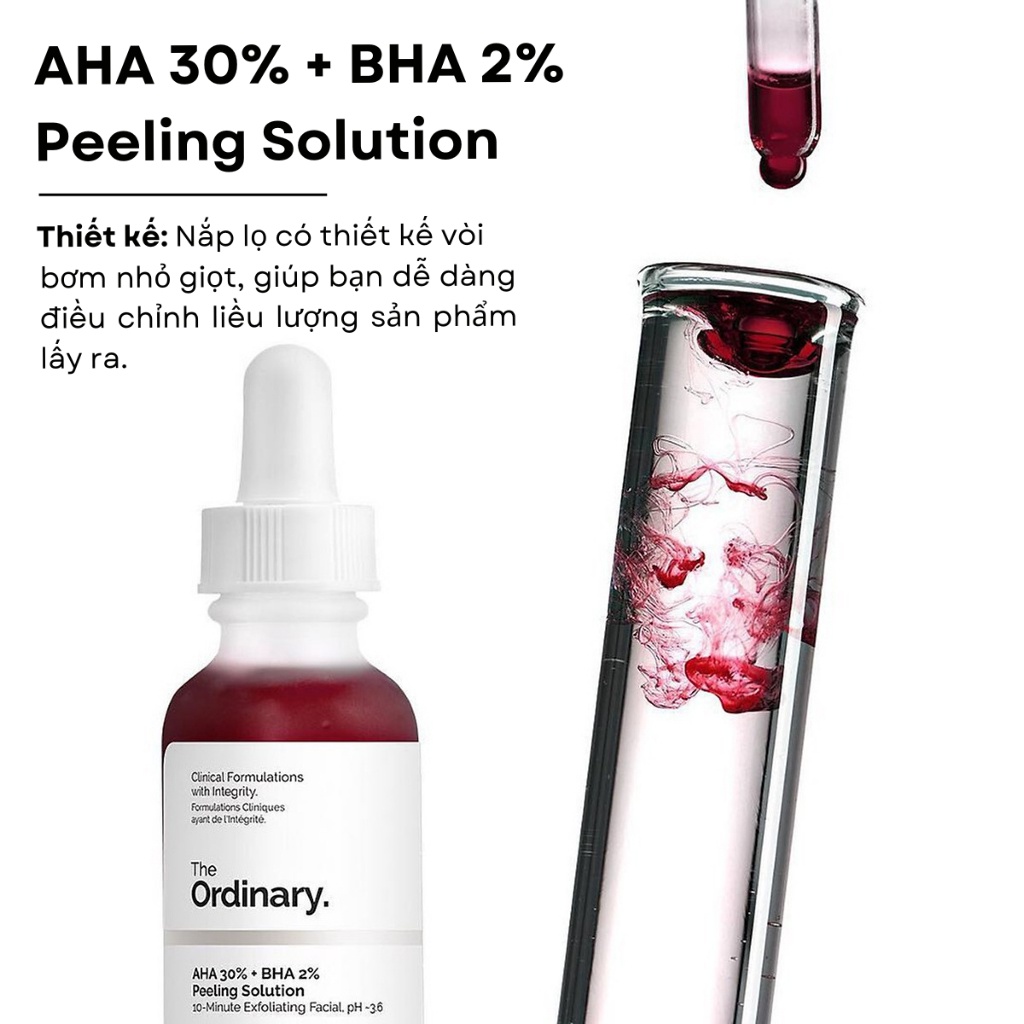 Peel Da The Ordinary, Serum AHA 30% + BHA 2%, Tẩy Tế Bào Da Chết Mặt, Tinh Chất Dưỡng Ngừa Mụn Mờ Thâm Đều Màu Da 30ml