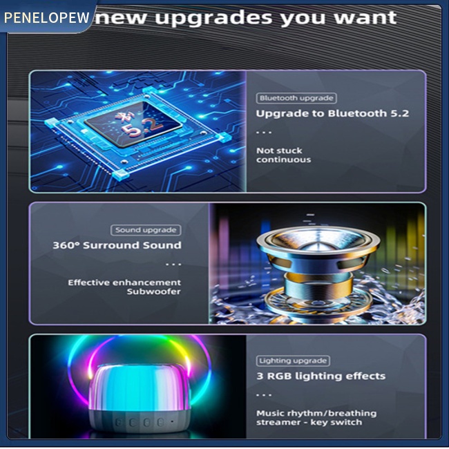 Hw Loa bluetooth Không Dây lenovo k3plus Có Đèn Led Nhiều Màu Sắc rgb tws