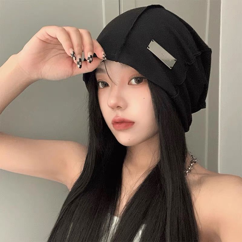 Mũ beanie cotton Mềm Mại Thoáng Khí Màu Trơn In Chữ Phong Cách hip hop Đường Phố Cho Nam Nữ