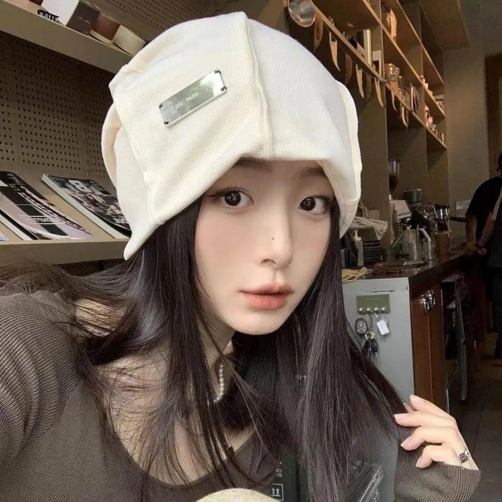 Mũ beanie cotton Mềm Mại Thoáng Khí Màu Trơn In Chữ Phong Cách hip hop Đường Phố Cho Nam Nữ
