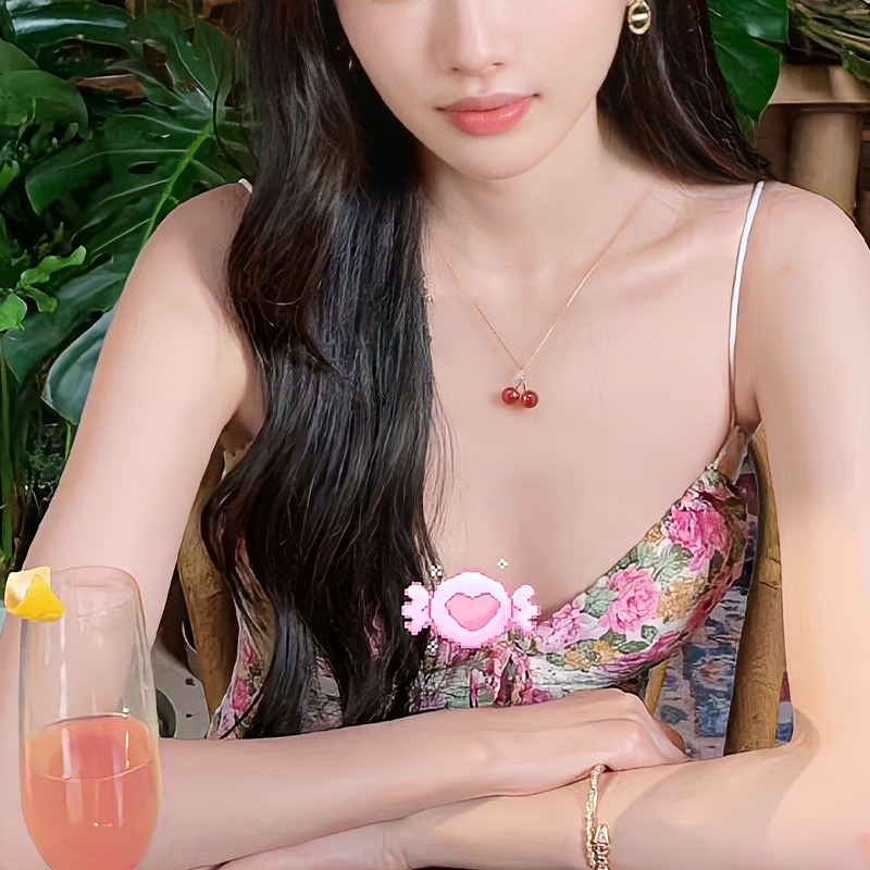 Vòng cổ AHELLOGIRL mặt quả cherry đỏ phong cách Hàn Quốc