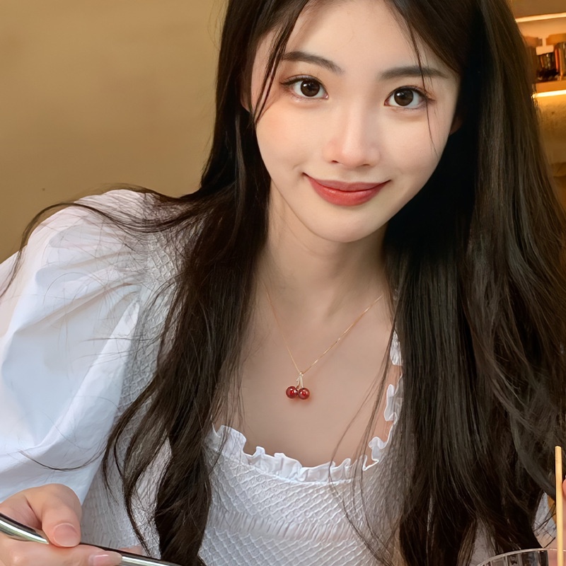 Vòng cổ AHELLOGIRL mặt quả cherry đỏ phong cách Hàn Quốc