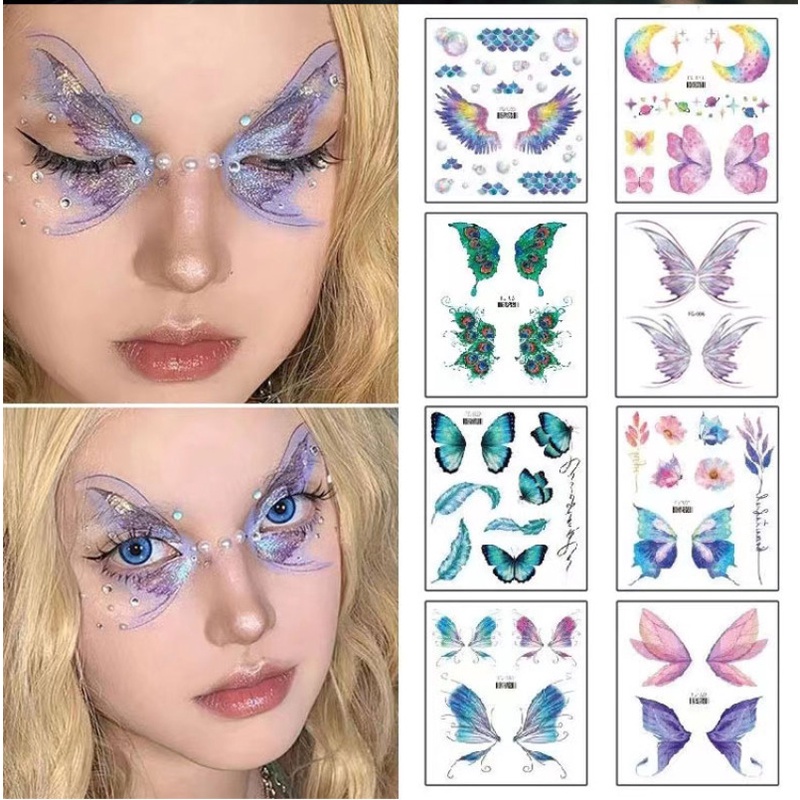 Hình Xăm Dán Tạm Thời Hình Bướm 3d Lấp Lánh Chống Thấm Nước