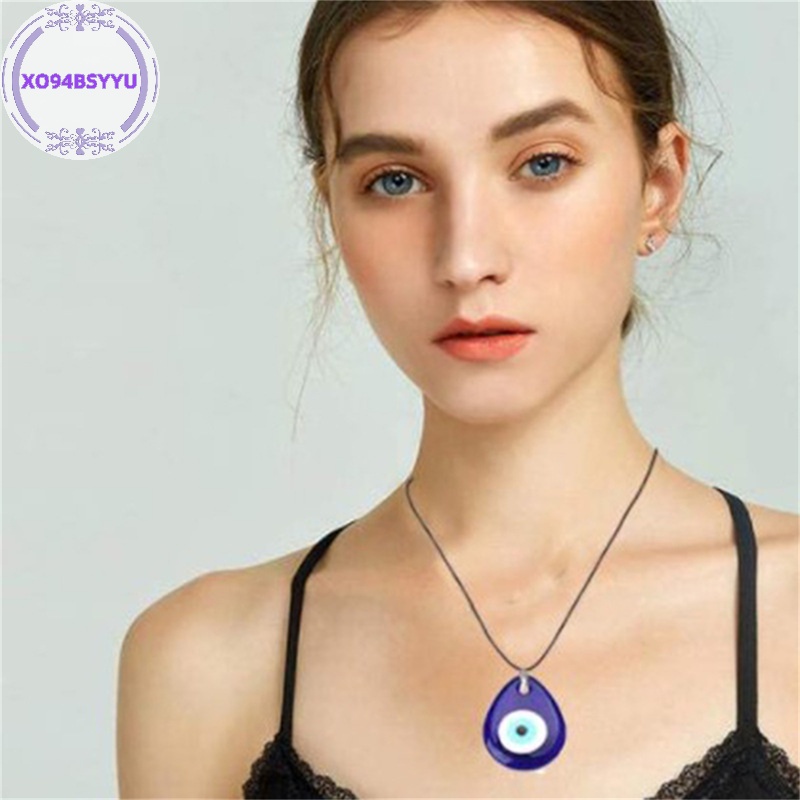 Xo94bsyu 1 Vòng cổ Mặt Kính Hình Mắt Quỷ 30mm Màu Xanh Dương Cho Nữ vn