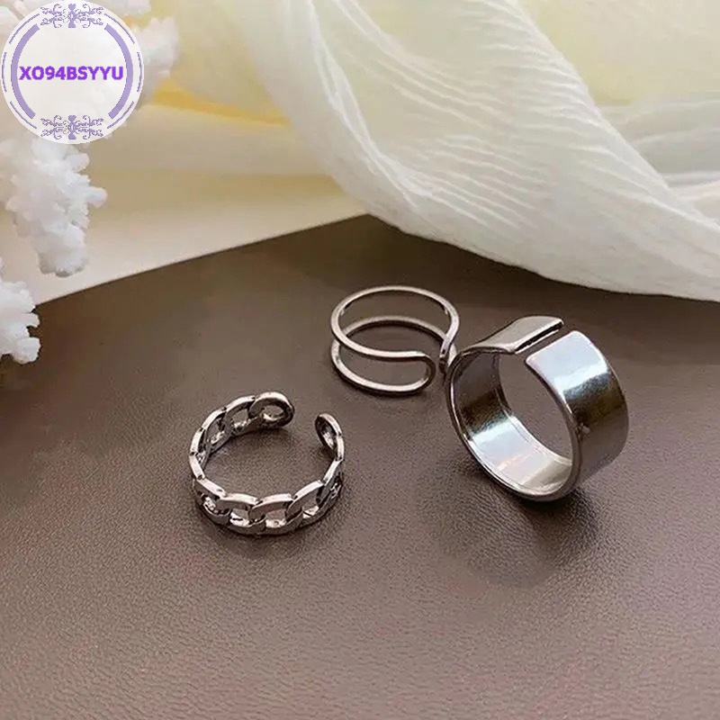 Xo94bsyu set 3 / 4 Nhẫn Hở Hình Bướm Bằng Kim Loại Có Thể Điều Chỉnh Phong Cách punk Hiphop vn