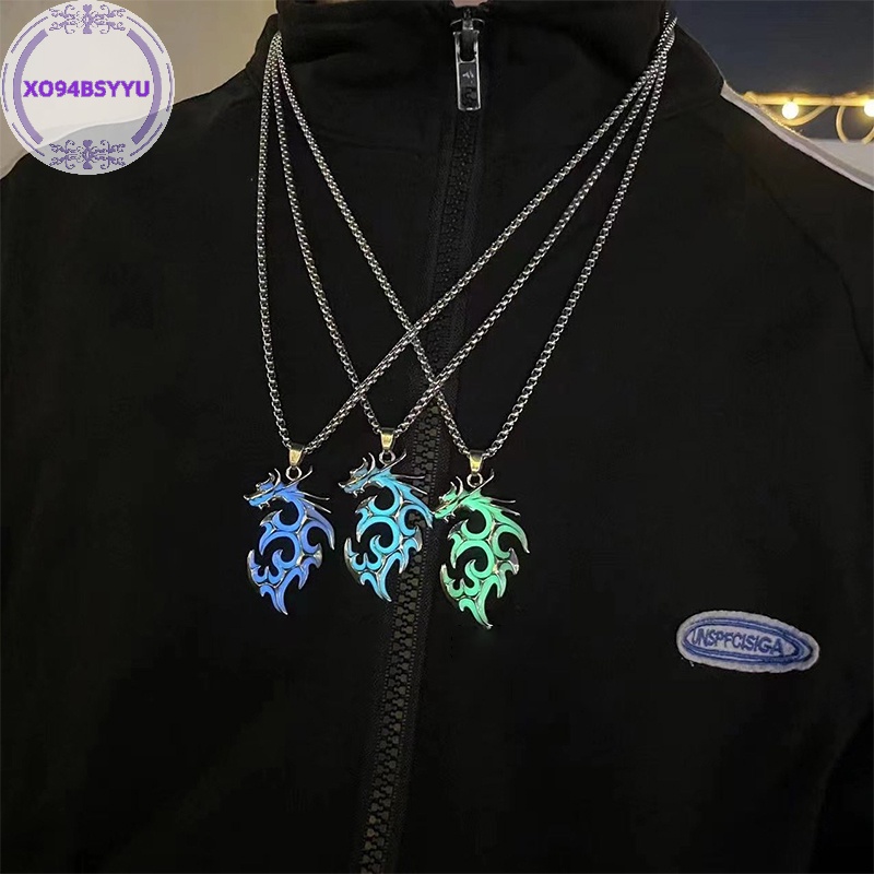 Xo94bsyu Vòng cổ Mặt Hình Rồng Phát Sáng Trong Bóng Tối Phong Cách punk hiphop vn