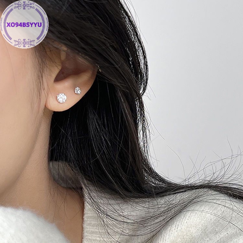Xo94bsyu 1 Cặp Khuyên Tai 3 / 4 / 5mm Bằng Thép Không Gỉ Đính Đá zircon Pha Lê Dành Cho Nữ vn