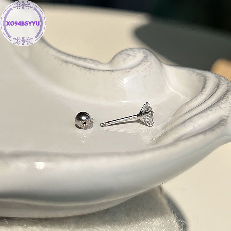 Xo94bsyu 1 Cặp Khuyên Tai 3 / 4 / 5mm Bằng Thép Không Gỉ Đính Đá zircon Pha Lê Dành Cho Nữ vn