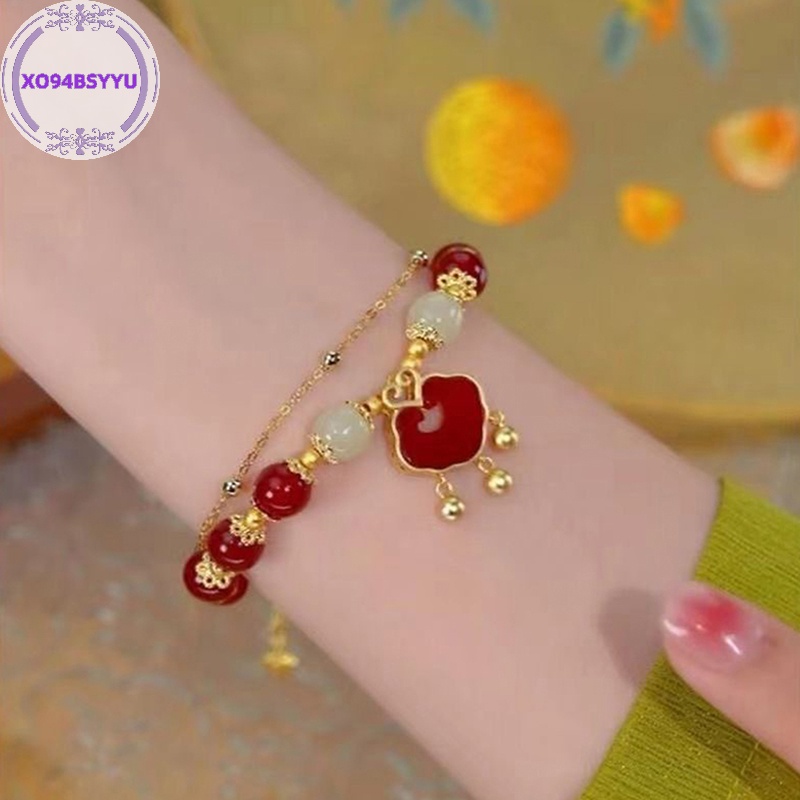 Xo94bsyyu Vòng Tay Hạt Tròn Mặt Hình Thỏ vintage Phong Cách Trung Hoa Có Thể Điều Chỉnh Trang Sức vn