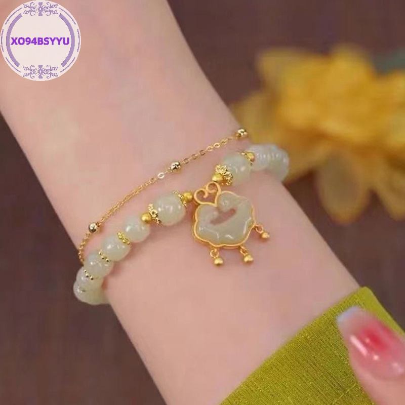 Xo94bsyyu Vòng Tay Hạt Tròn Mặt Hình Thỏ vintage Phong Cách Trung Hoa Có Thể Điều Chỉnh Trang Sức vn