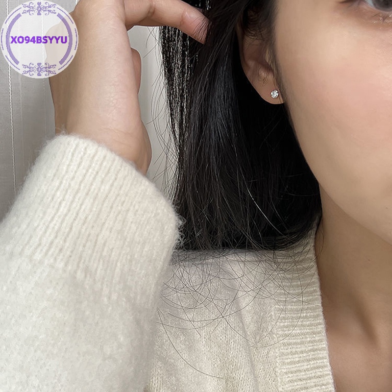 Xo94bsyu 1 Cặp Khuyên Tai 3 / 4 / 5mm Bằng Thép Không Gỉ Đính Đá zircon Pha Lê Dành Cho Nữ vn