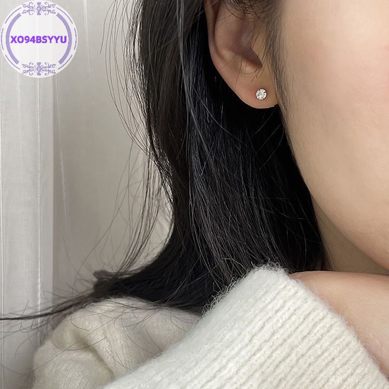 Xo94bsyu 1 Cặp Khuyên Tai 3 / 4 / 5mm Bằng Thép Không Gỉ Đính Đá zircon Pha Lê Dành Cho Nữ vn