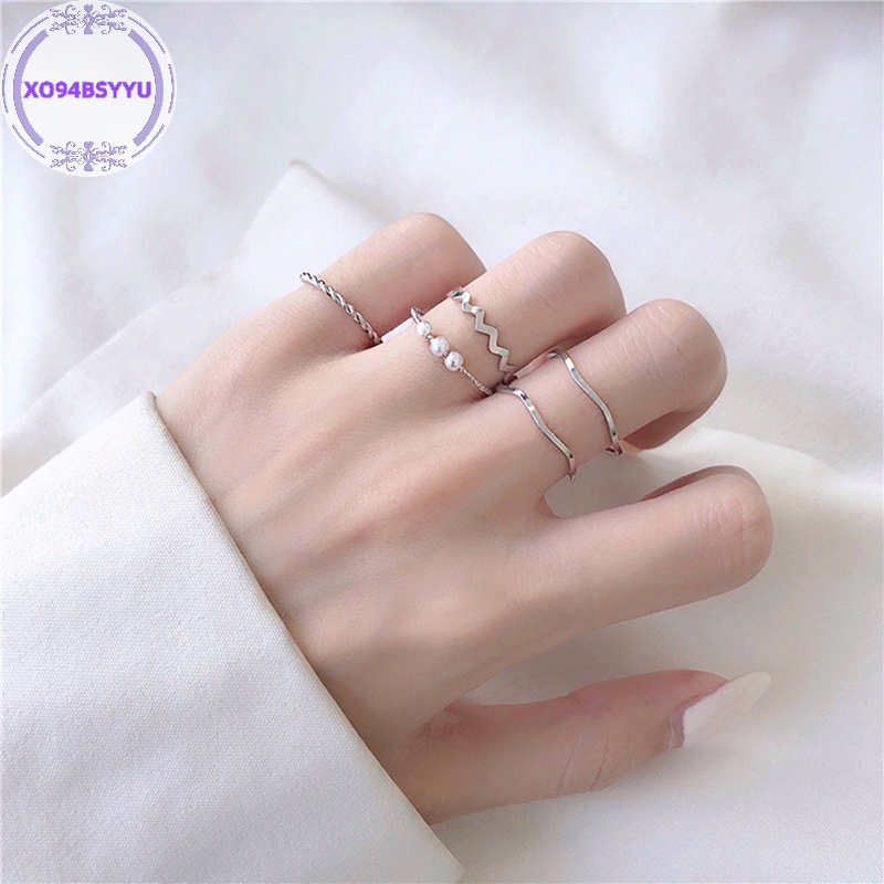 Xo94bsyu set 5 Nhẫn Hở Kim Loại Thời Trang Cho Nữ vn