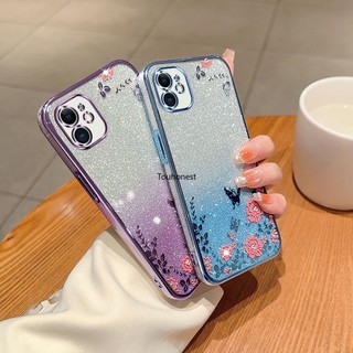 Ốp Điện Thoại For Apple iPhone 11 Pro Max Case iPhone 12 Pro Max Ốp Lưng iPhone 13 Pro Max Casing iPhone 14 Pro Max Case iPhone 14 Plus Case iPhone X XS Max Case iPhone XR Case TPU Luxury Cartoon Romance Flower Butterfly Silicone Phone Case Cover OU