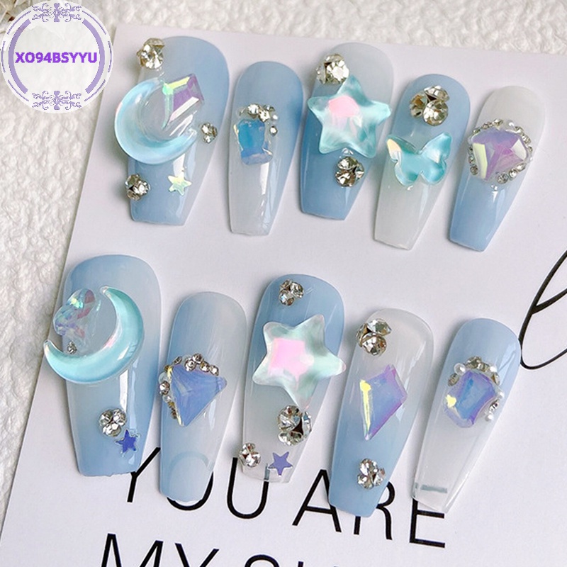 Xo94bsyu Phụ Kiện Kim Cương Pha Lê Hình Ngôi Sao / Mặt Trăng 3d Tự Trang Trí Móng Tay Nghệ Thuật vn