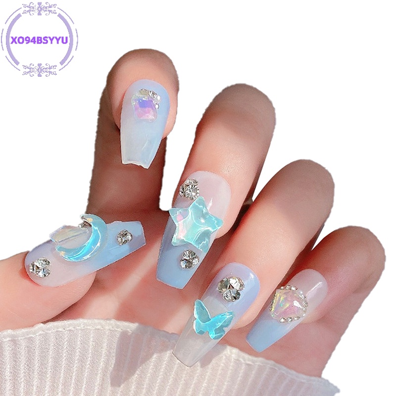 Xo94bsyu Phụ Kiện Kim Cương Pha Lê Hình Ngôi Sao / Mặt Trăng 3d Tự Trang Trí Móng Tay Nghệ Thuật vn