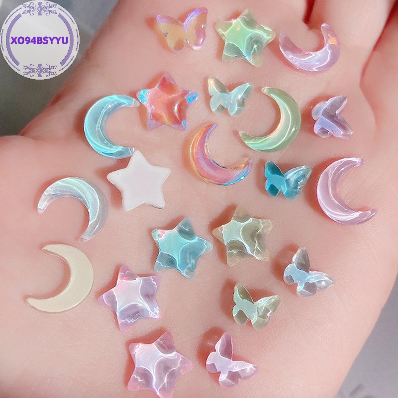 Xo94bsyu Phụ Kiện Kim Cương Pha Lê Hình Ngôi Sao / Mặt Trăng 3d Tự Trang Trí Móng Tay Nghệ Thuật vn