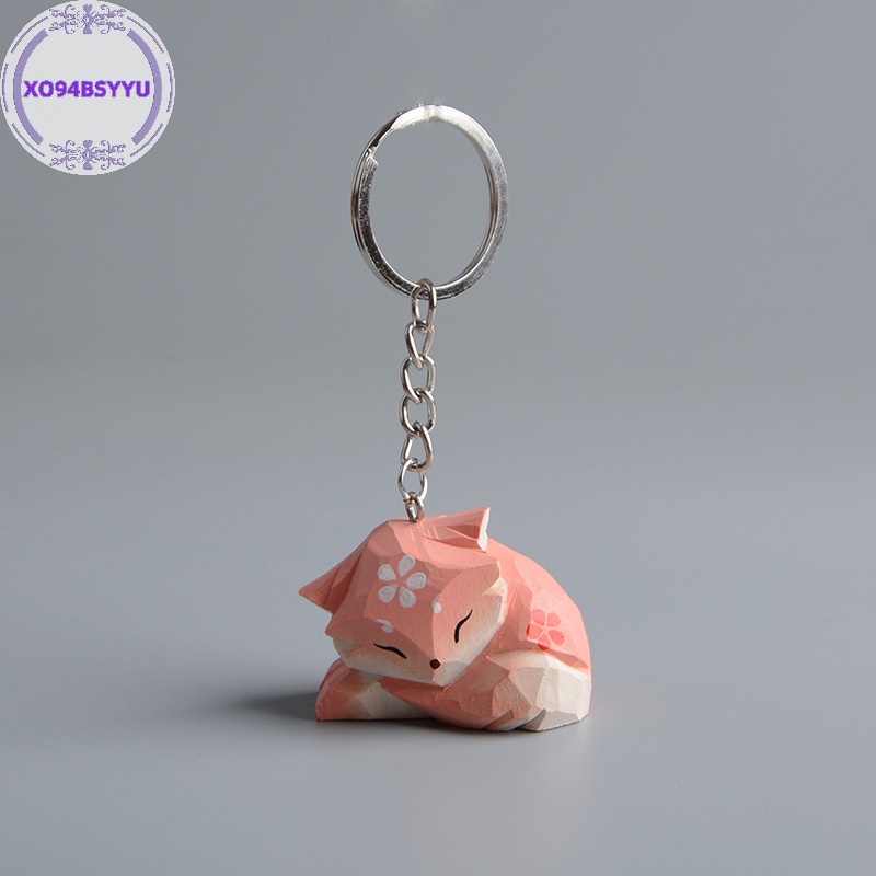 Xo94bsyu Móc Chìa Khóa Nhỏ Khắc Thủ Công Tinh Khiết Hình Cáo Sáng Tạo Để Bàn Trang Trí Ba Lô Học Sinh vn