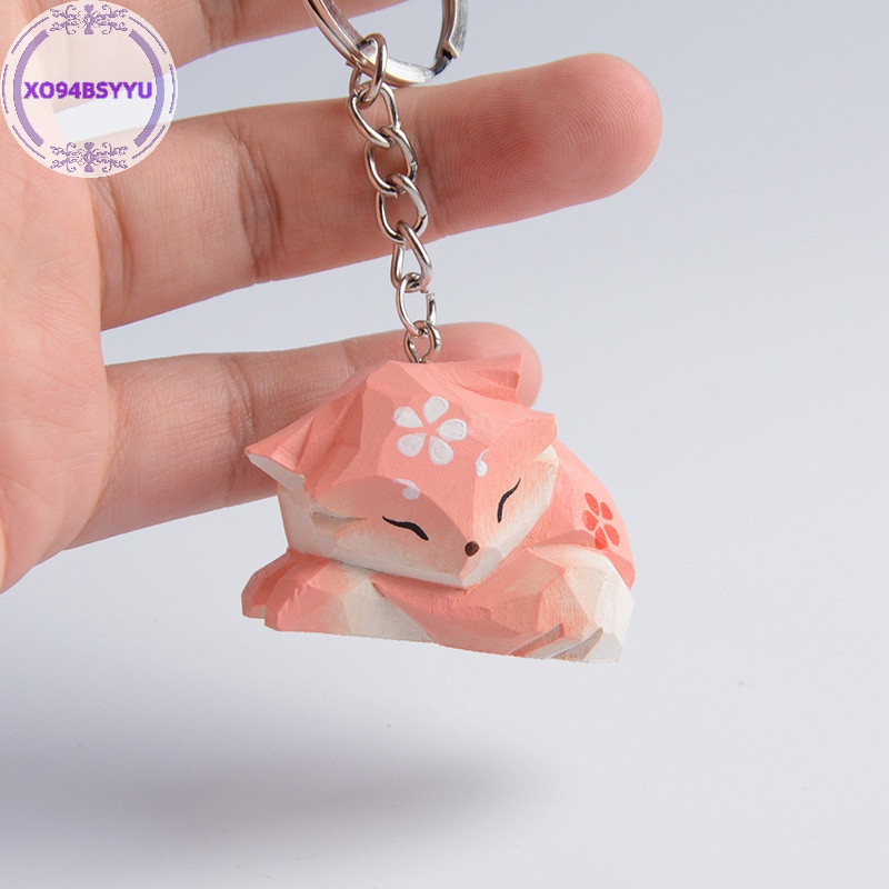 Xo94bsyu Móc Chìa Khóa Nhỏ Khắc Thủ Công Tinh Khiết Hình Cáo Sáng Tạo Để Bàn Trang Trí Ba Lô Học Sinh vn