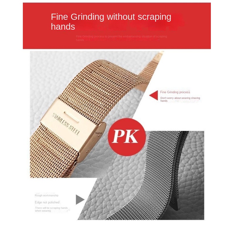 Dây Đeo Inox Chống Nước 0.6mesh Cho Đồng Hồ Thông Minh dw 12 / 13 / 14 / 17 / 18 / 19 / 20mm