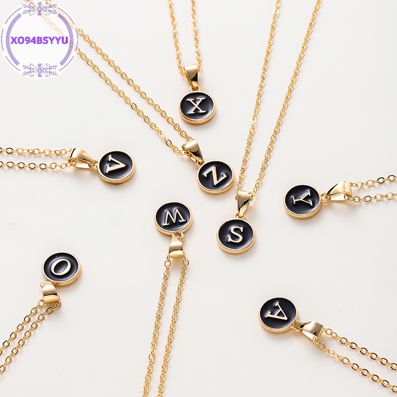 Xo94bsyu Vòng cổ choker Mặt Chữ Cái Tiếng Anh Bằng Kim Loại Màu Đen Cá Tính Cho Nam Và Nữ vn