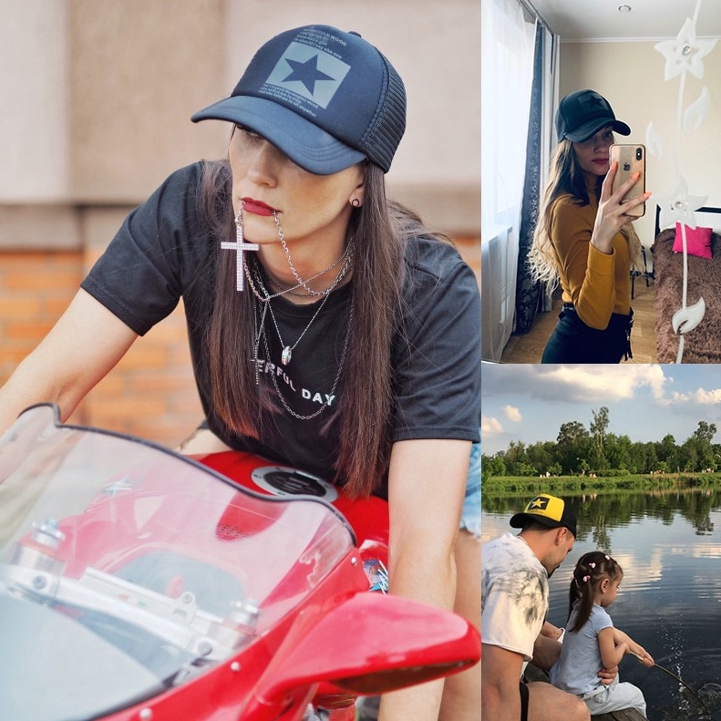 Thời Trang Mũ Lưỡi Trai Phối Lưới Thoáng Khí Thêu Chữ Phong Cách hip hop Cho Nam Và Nữ