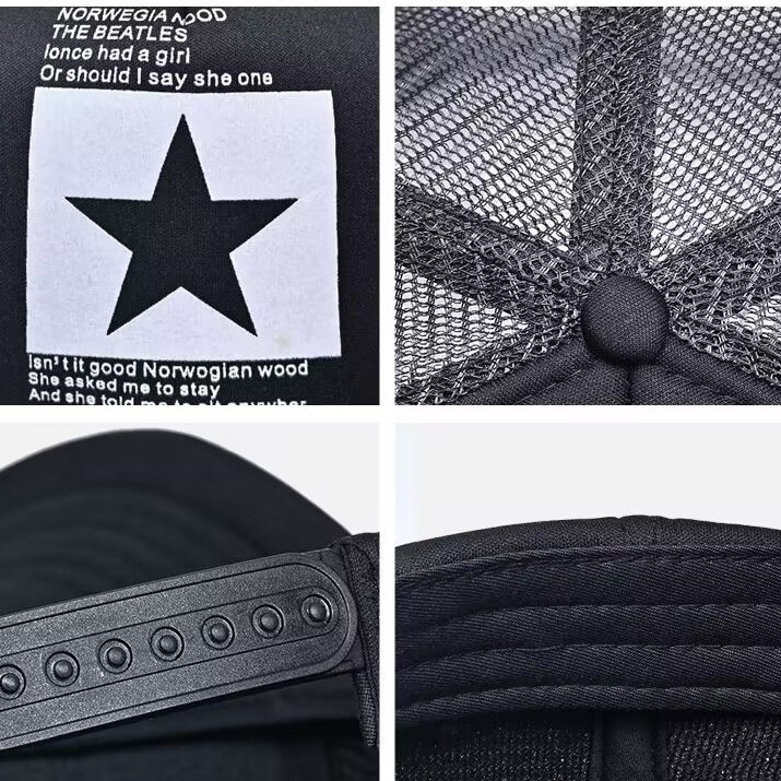 Thời Trang Mũ Lưỡi Trai Phối Lưới Thoáng Khí Thêu Chữ Phong Cách hip hop Cho Nam Và Nữ