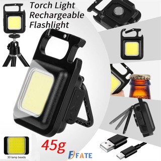 Đèn pin đèn pin khẩn cấp dụng cụ mở chai usb móc khóa có thể sạc lại đèn led di động đèn cắm trại đa dụng đèn xe đạp cob mini đèn nổi bật ngoài trời fate1
