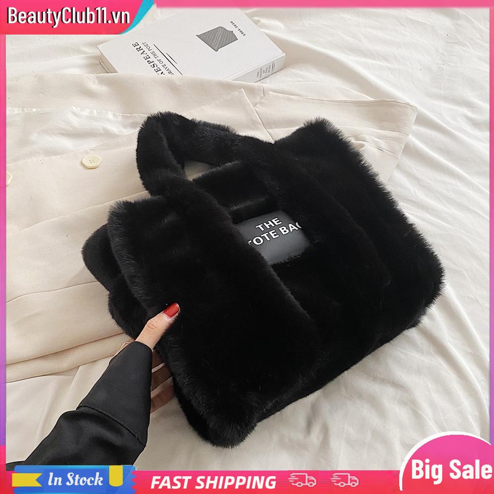 Túi tote Đeo Vai / Xách Tay Bằng Lông Giả Mềm Mại Thời Trang Mùa Đông Cho Nữ