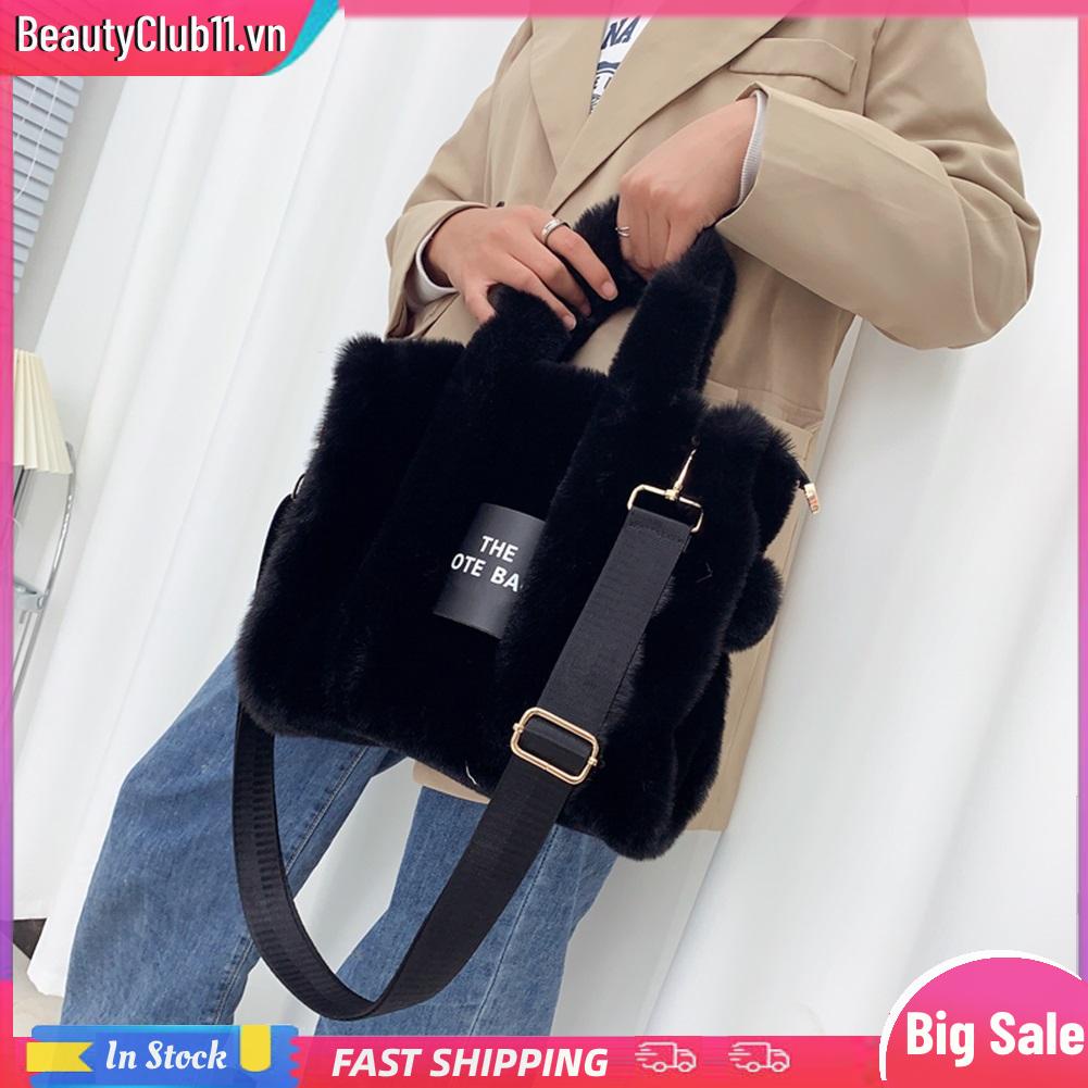Túi tote Đeo Vai / Xách Tay Bằng Lông Giả Mềm Mại Thời Trang Mùa Đông Cho Nữ