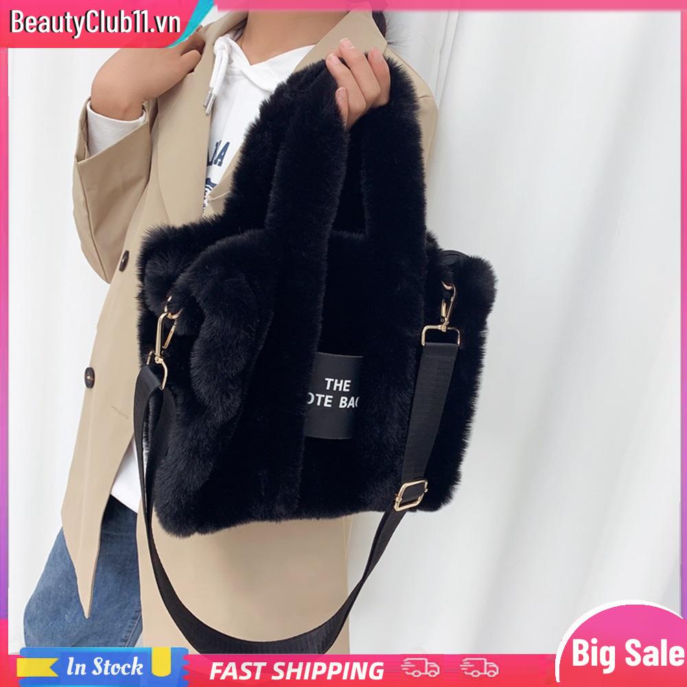 Túi tote Đeo Vai / Xách Tay Bằng Lông Giả Mềm Mại Thời Trang Mùa Đông Cho Nữ