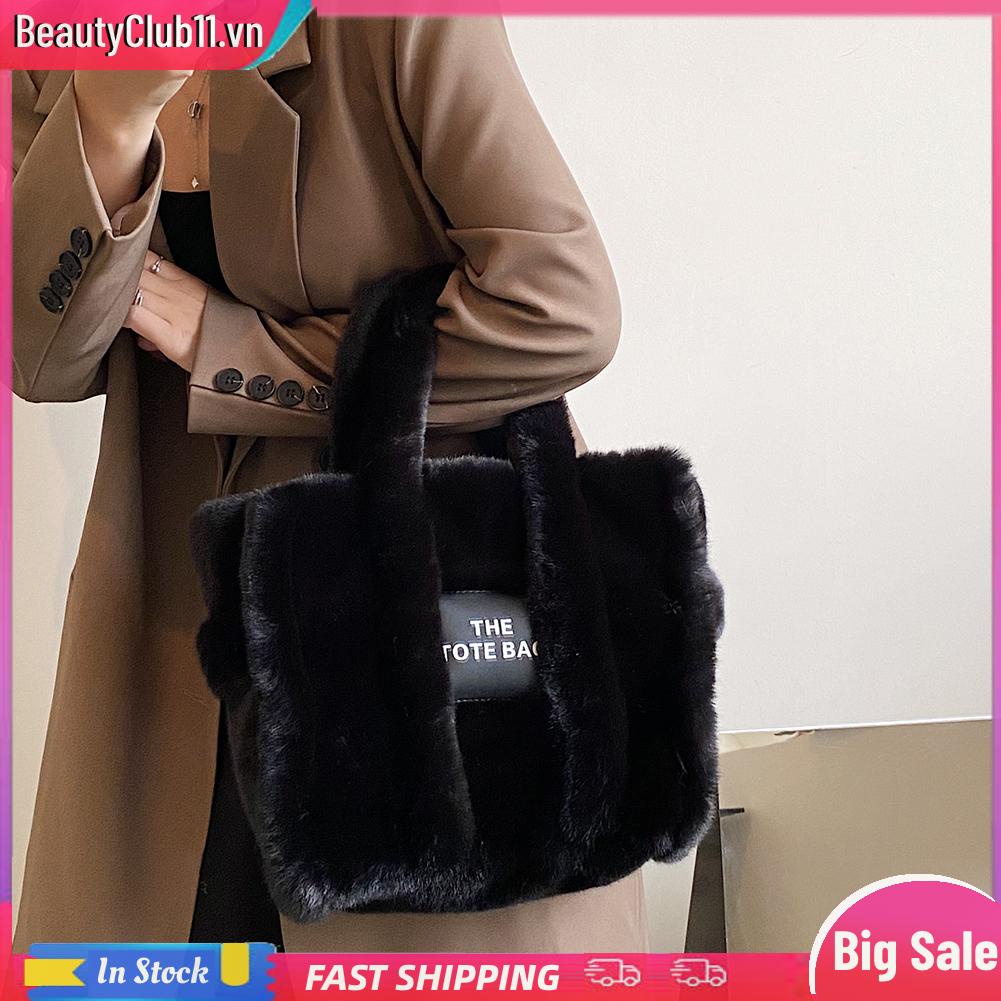 Túi tote Đeo Vai / Xách Tay Bằng Lông Giả Mềm Mại Thời Trang Mùa Đông Cho Nữ