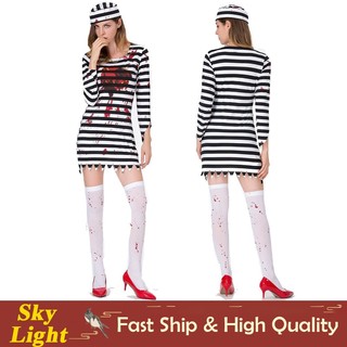 Đầm Hóa Trang halloween Kẻ Sọc Trắng Đen Cho Nữ
