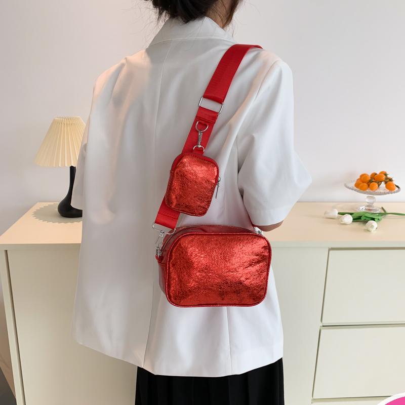 Túi Đeo Chéo Da pu Hình Vuông Màu Trơn Kiểu Vintage Cho Nữ