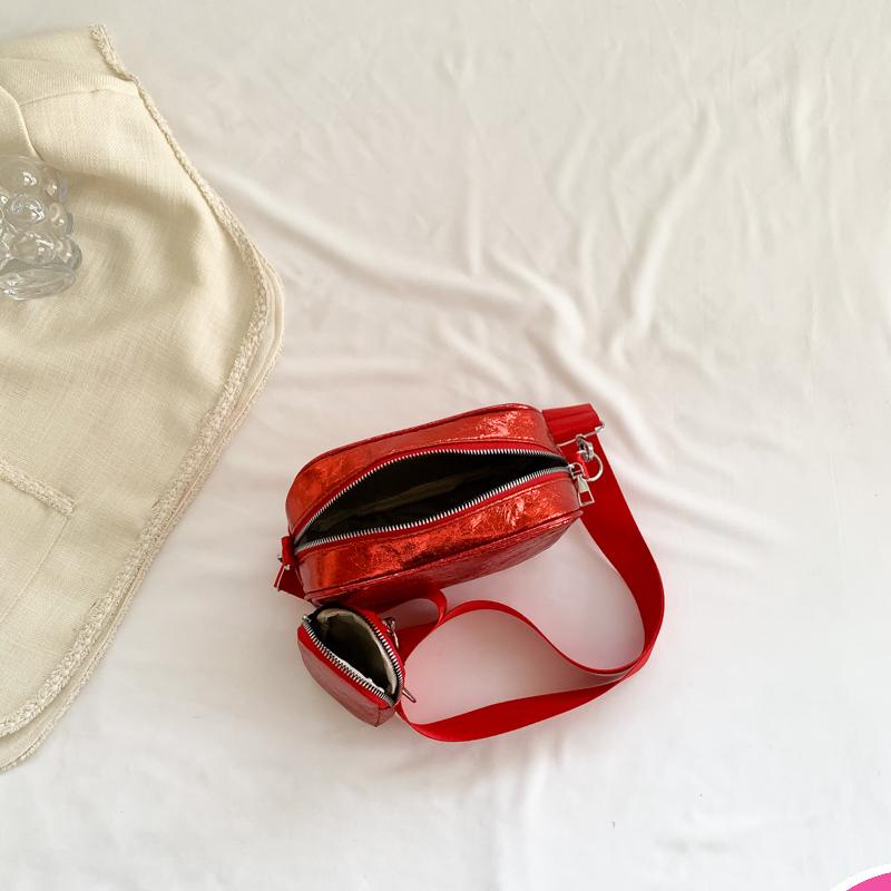 Túi Đeo Chéo Da pu Hình Vuông Màu Trơn Kiểu Vintage Cho Nữ