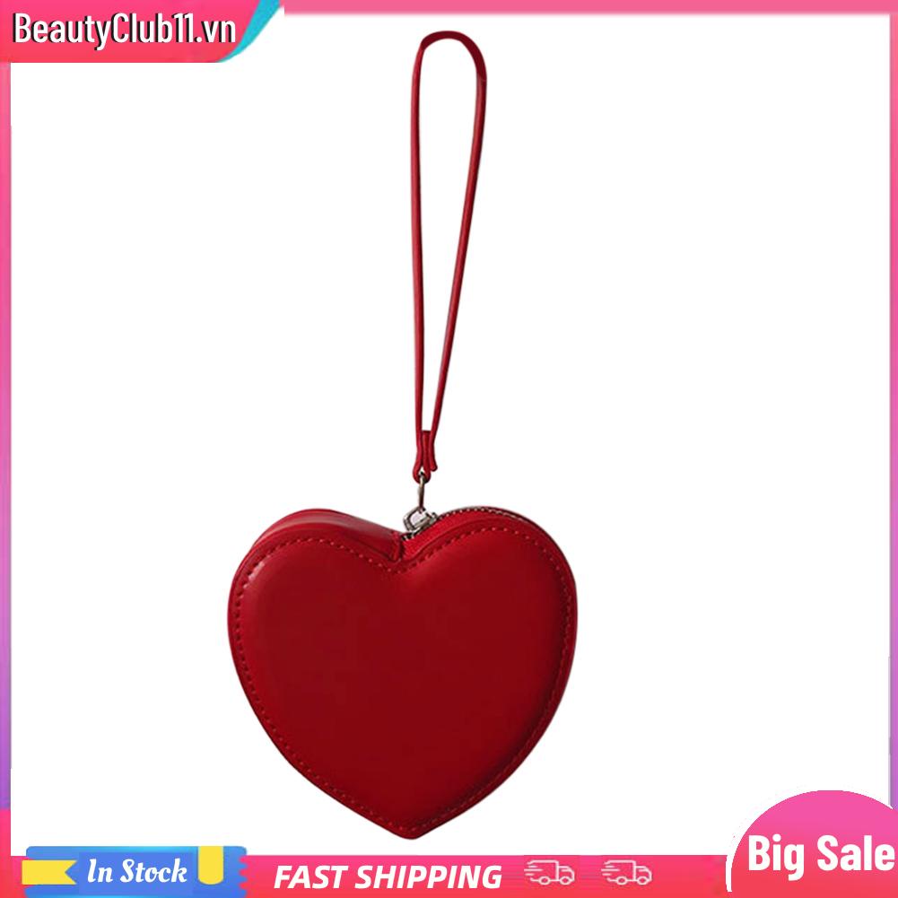 Ví Da mini Cầm Tay Hình Trái Tim Thời Trang Hàn Quốc Cho Nữ