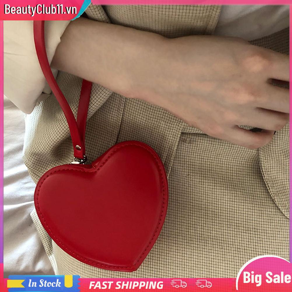 Ví Da mini Cầm Tay Hình Trái Tim Thời Trang Hàn Quốc Cho Nữ
