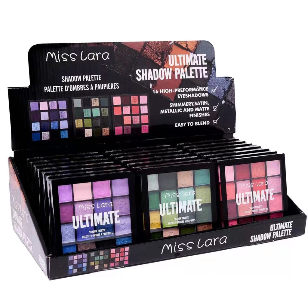 Miss lara Bảng Phấn Mắt 16 Màu Lì Và Ánh Nhũ Kết Hợp Trang Điểm Bắt Sáng Thời Trang Cho Nữ