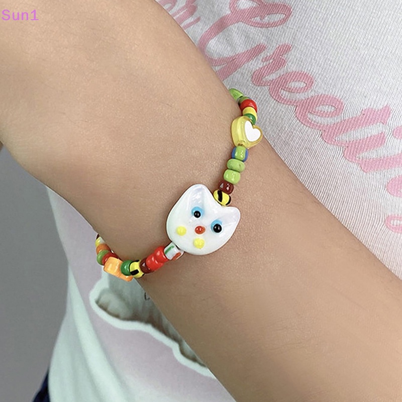 Sun1 > Vòng Tay Chuỗi Hạt Mặt Hình Mèo Hoạt Hình Dễ Thương Thời Trang Mùa Hè Cho Nữ